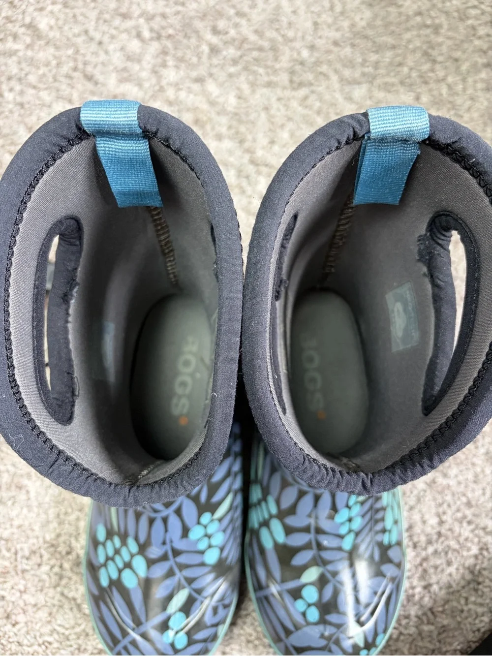 Bogs Kids Blue Floral Waterproof Winter/Rain Boots
